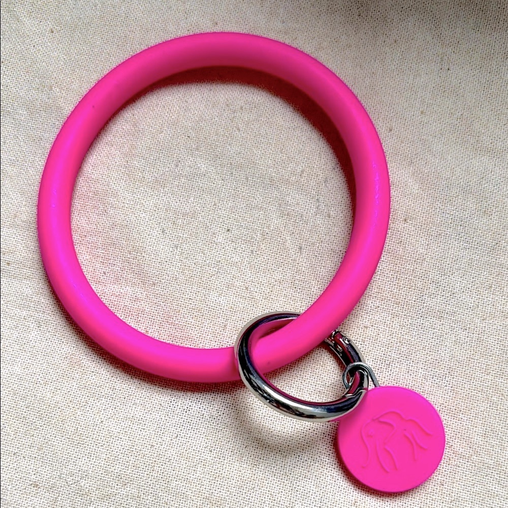 Drunk Elephant Keychain Key Ring Arm Band Silicone Pink